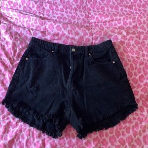 black jean shorts